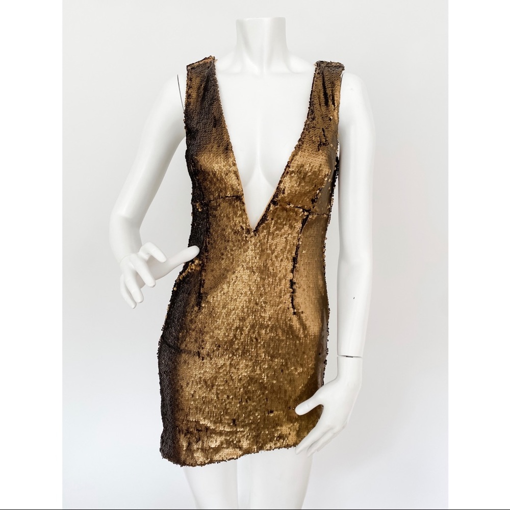 Bronze Sequin Mini Dress